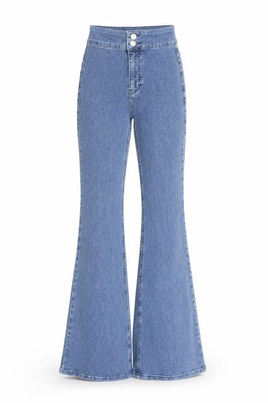 Topshop Womens Blue Cotton Flared Jeans Size 25 in L35 in Regular Zip