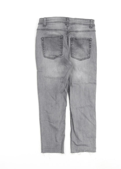 Back view of Denim & Co. girls’ grey cotton skinny jeans, size 9-10, years regular zip