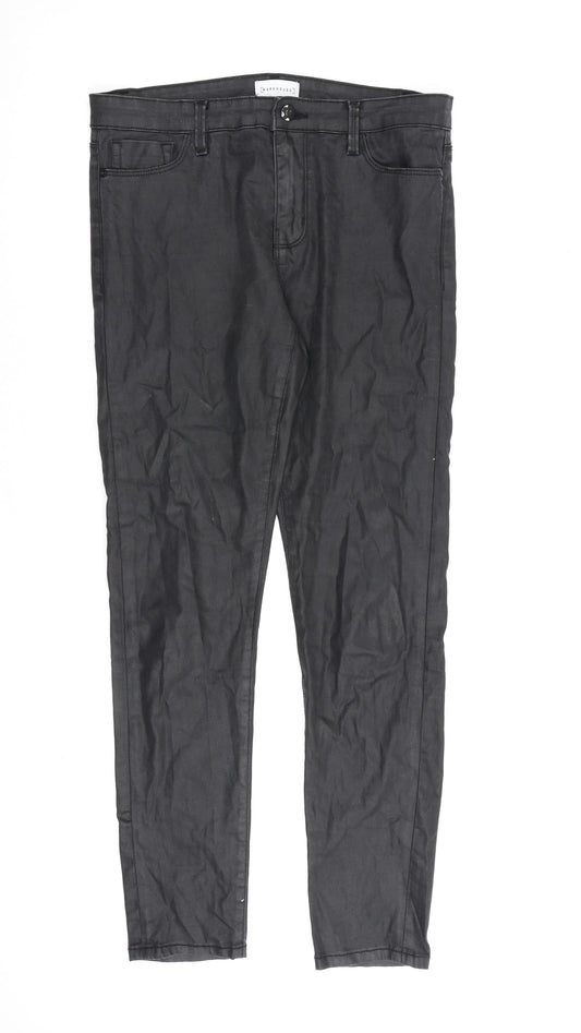 Warehouse Womens Black Cotton Skinny Jeans Size 12 L30 in Regular Zip