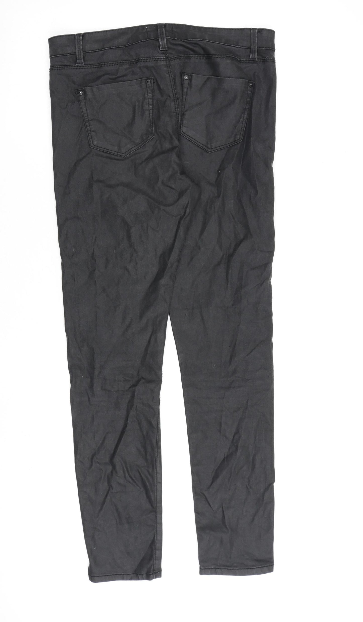 Warehouse Womens Black Cotton Skinny Jeans Size 12 L30 in Regular Zip