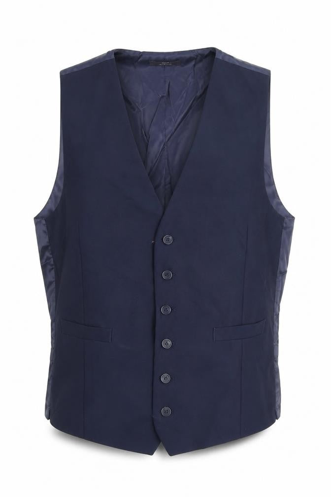 Marks & Spencer Mens Blue Wool Jacket Suit Waistcoat Size M Regular