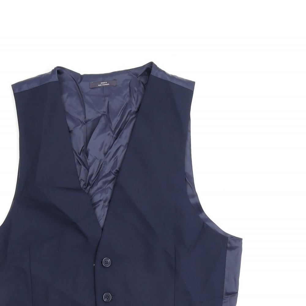 Marks and Spencer Mens Blue Wool Jacket Suit Waistcoat Size M Regular