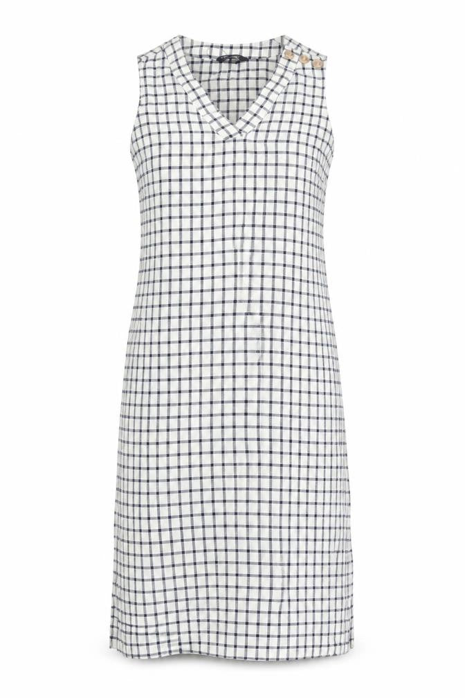 Marks & Spencer Womens White Check Flax A-Line Size 6 V-Neck Zip