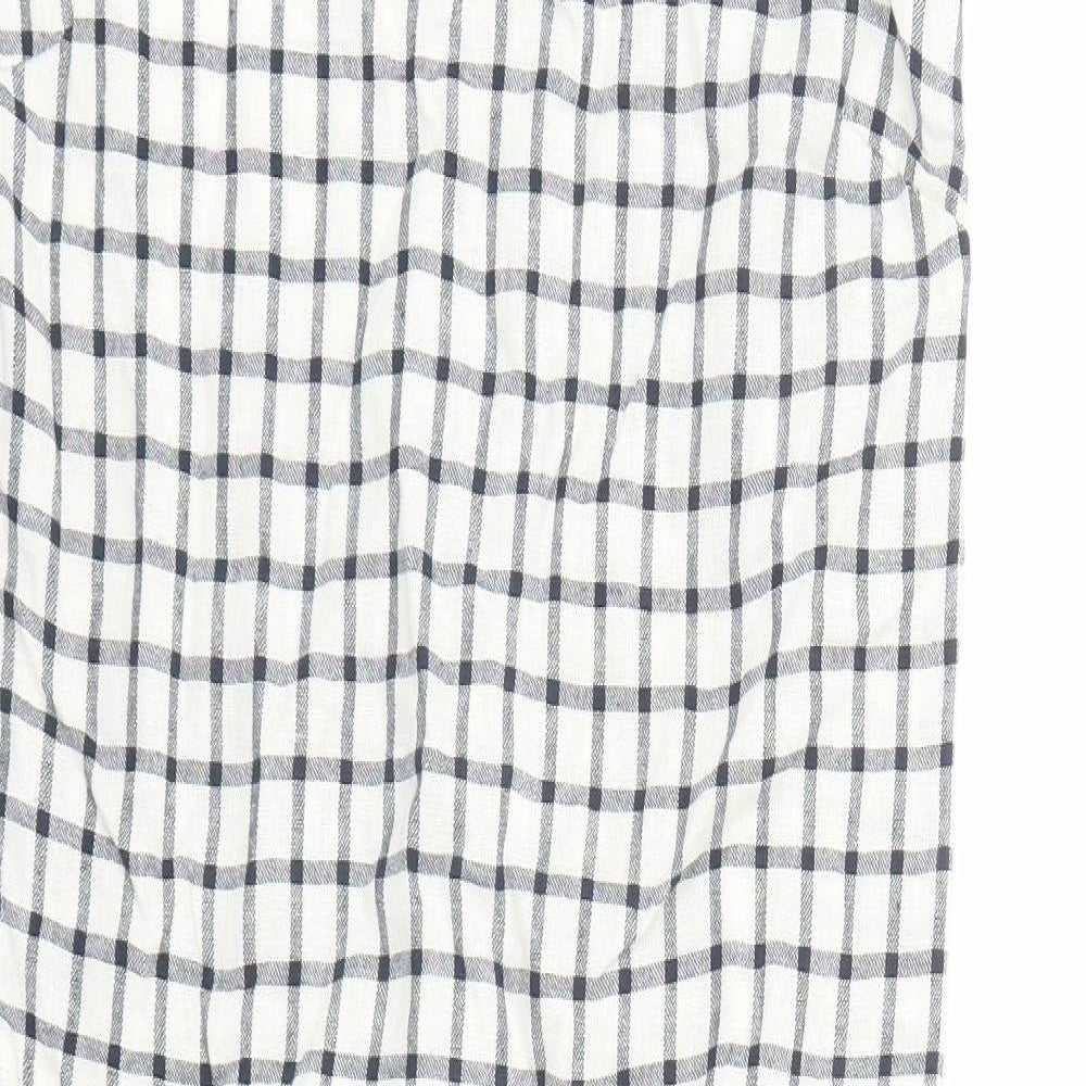 Marks and Spencer Womens White Check Flax A-Line Size 6 V-Neck Zip