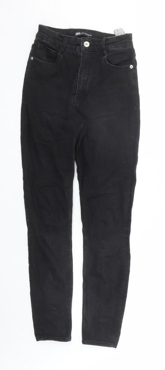 Zara Womens Black Cotton Skinny Jeans Size 24 in L27 in Regular Zip