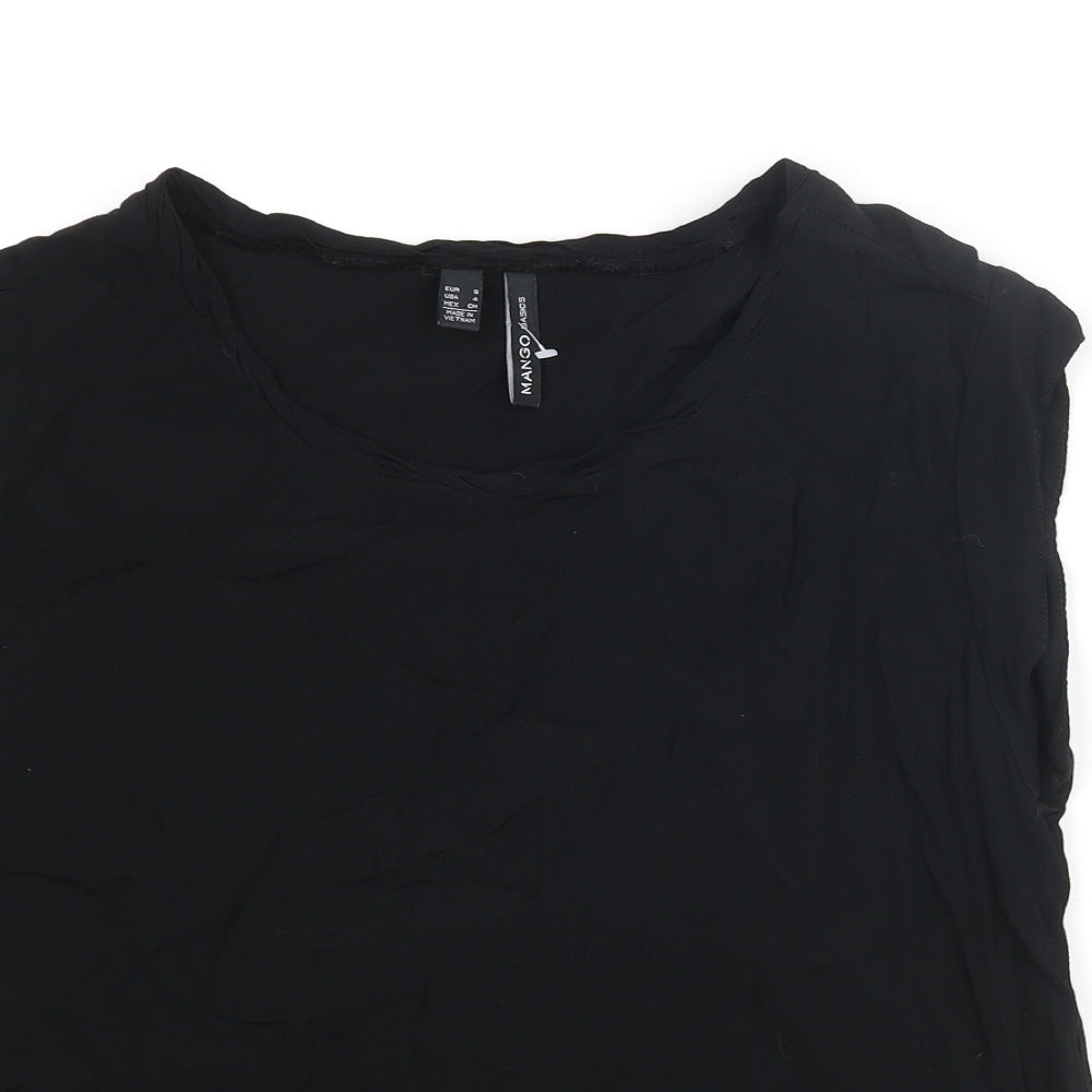 Mango Womens Black Viscose Camisole Blouse Size S Round Neck
