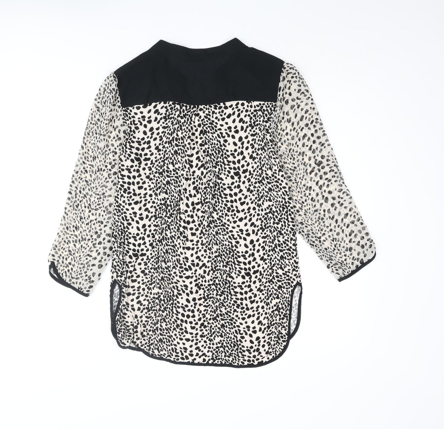 Oasis Womens Beige Animal Print Viscose Basic Blouse Size S V-Neck - Cheetah Print