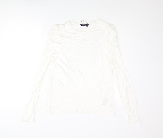 Marks and Spencer Womens Ivory Viscose Basic Blouse Size 16 Round Neck