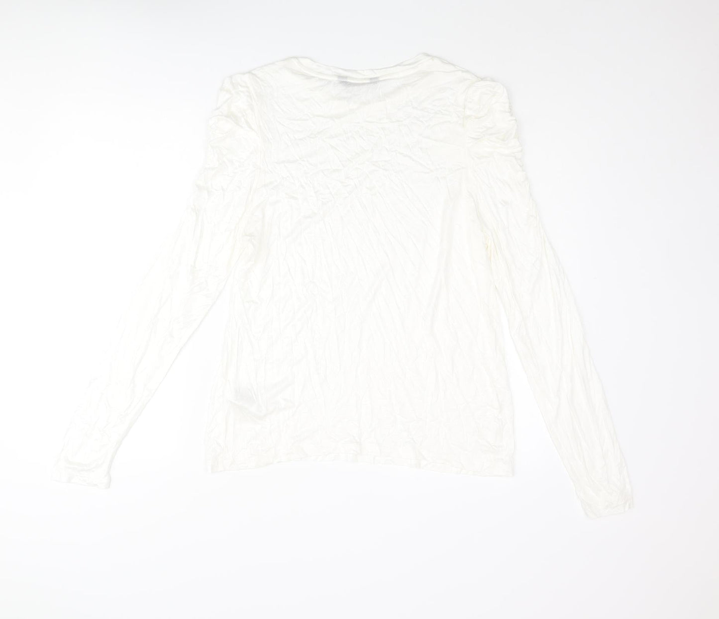 Marks and Spencer Womens Ivory Viscose Basic Blouse Size 16 Round Neck