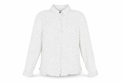 Zara Womens White Polka Dot Polyester Basic Button-Up Size M Collared
