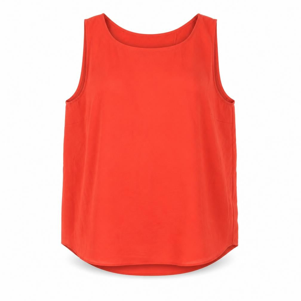 FOREVER 21 Womens Red Polyester Camisole Blouse Size M Round Neck - Open Back