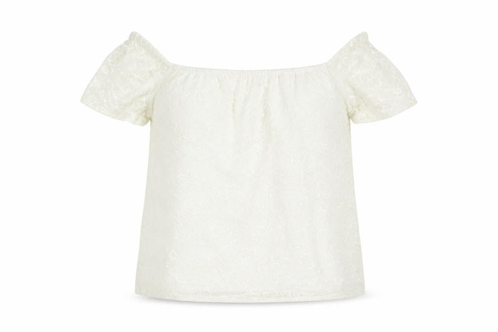 Dorothy Perkins Womens Ivory Nylon Basic Blouse Size 14 Off the Shoulder
