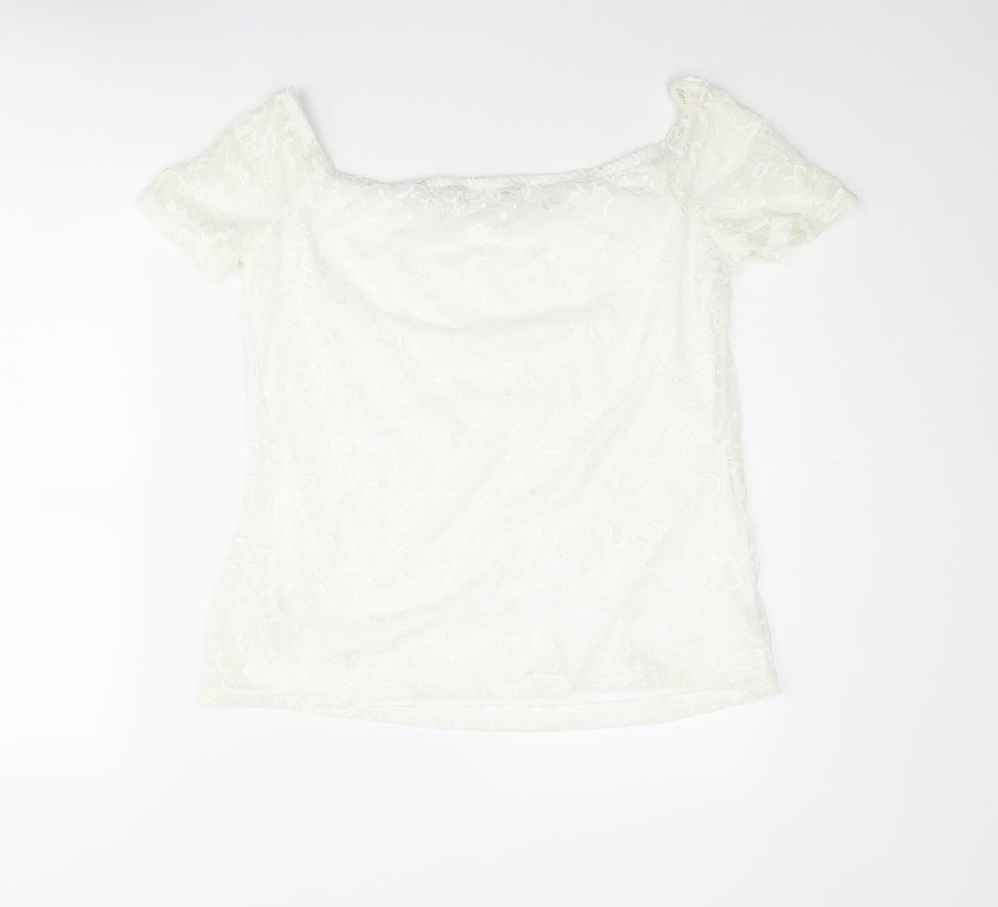 Dorothy Perkins Womens Ivory Nylon Basic Blouse Size 14 Off the Shoulder