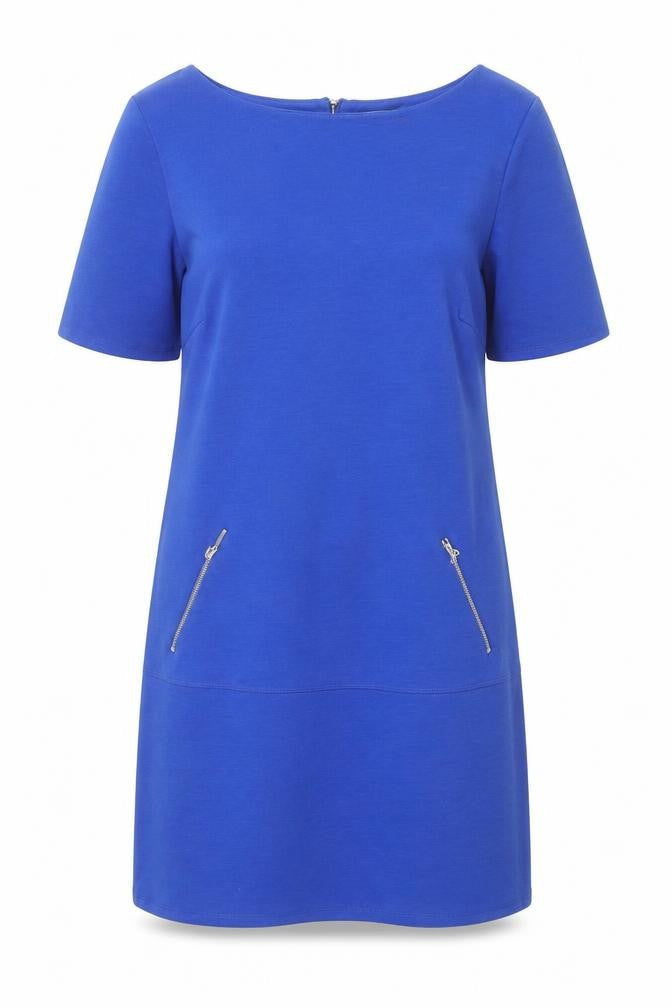 Wallis Womens Blue Polyester Shift Size 12 Round Neck Zip