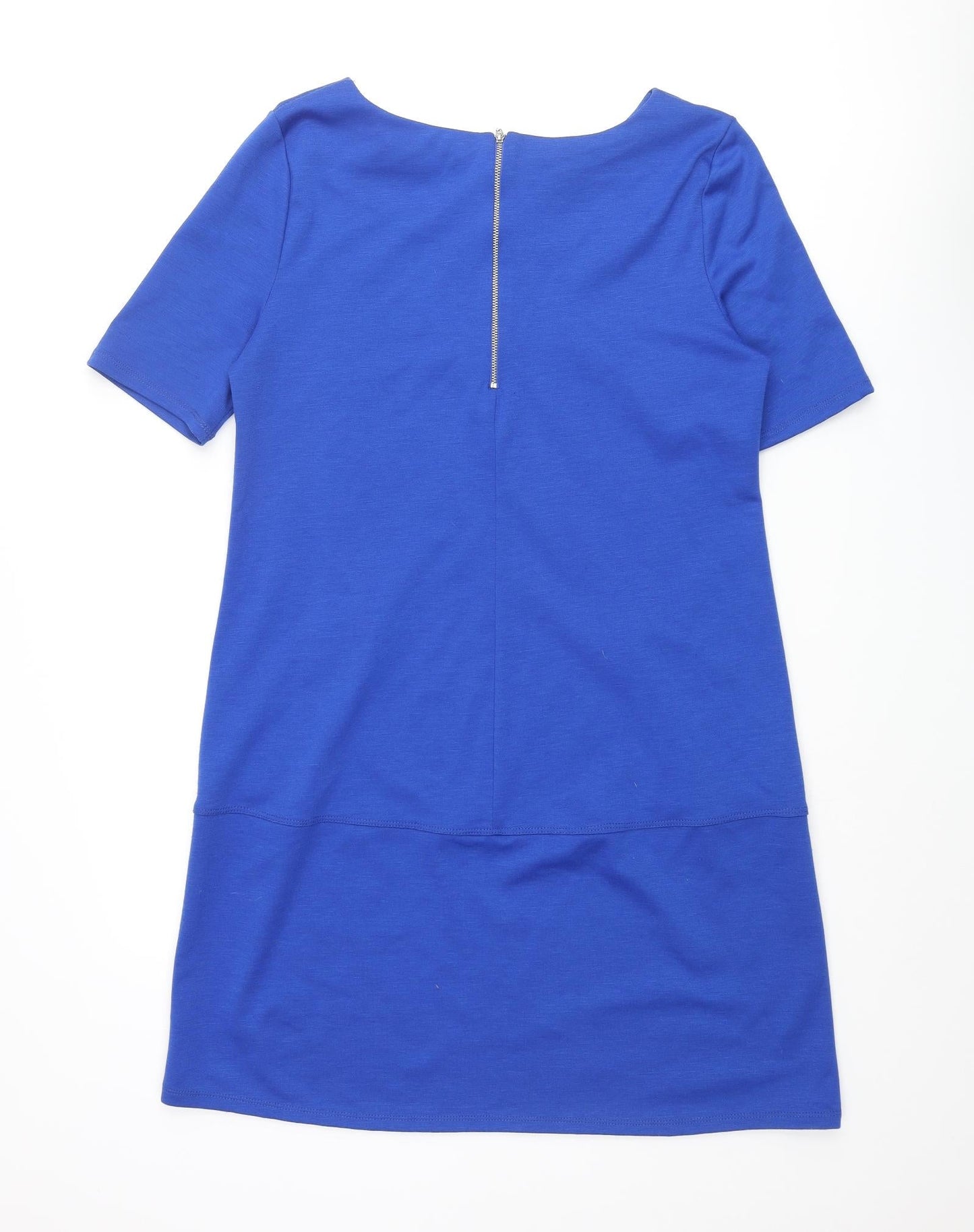 Wallis Womens Blue Polyester Shift Size 12 Round Neck Zip