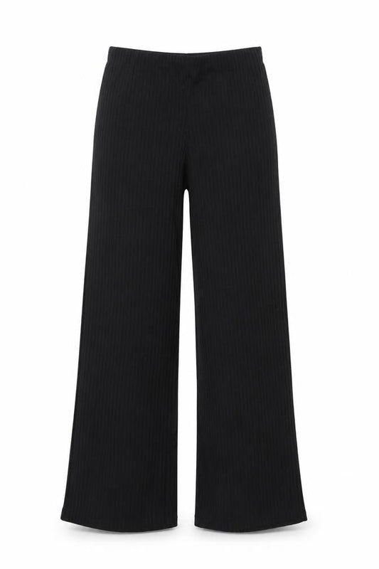 Addax Womens Black Viscose Trousers Size M L30 in Regular - Ribbed