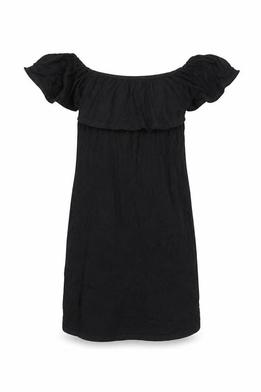 PRETTYLITTLETHING Womens Black Viscose Mini Size 4 Off the Shoulder Pullover - Frill