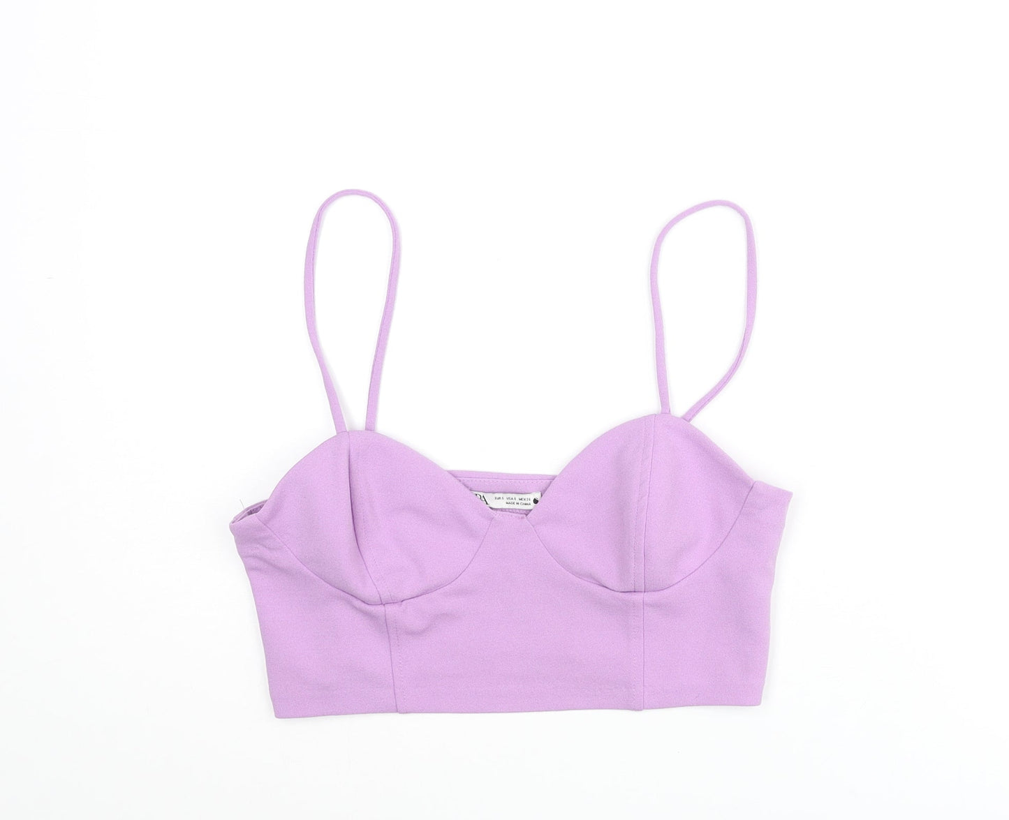 Zara Womens Purple Polyester Cropped Tank Size S Sweetheart - Bralette