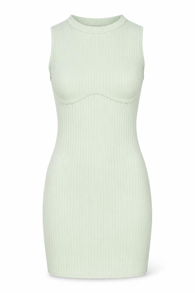 PRETTYLITTLETHING Womens Green Polyester Bodycon Size 10 Mock Neck Pullover - Ribbed