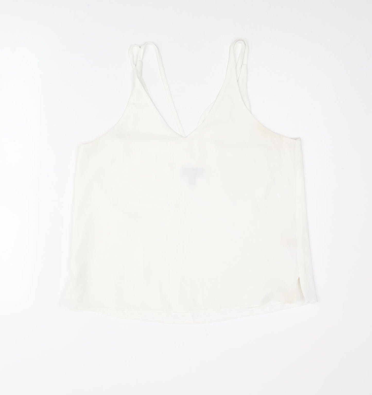 Topshop Womens White Polyester Camisole Tank Size 12 V-Neck