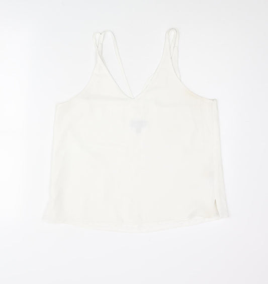 Topshop Womens White Polyester Camisole Tank Size 12 V-Neck
