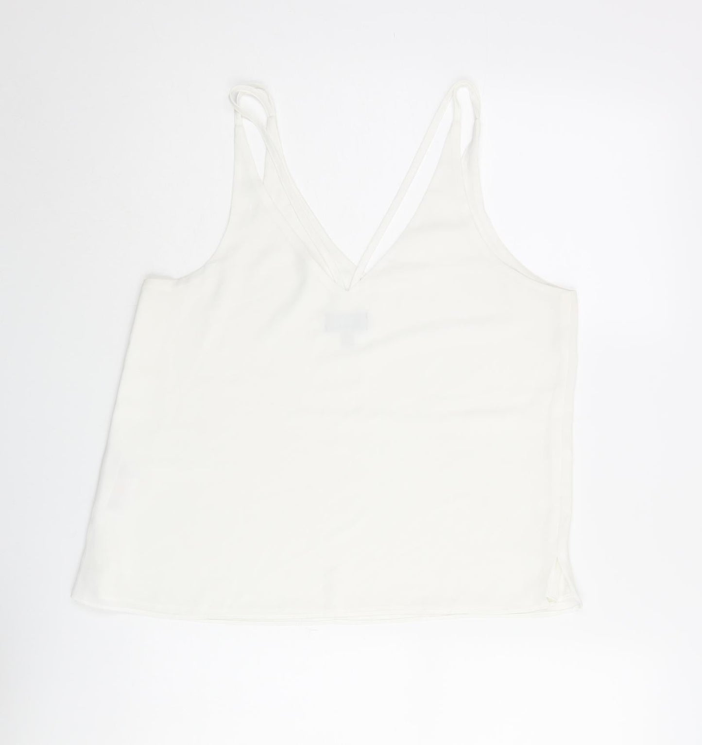 Topshop Womens White Polyester Camisole Tank Size 12 V-Neck