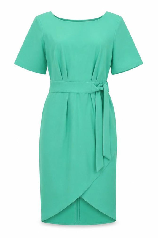 Closet Womens Green Polyester Pencil Dress Size 10 Roll Neck Zip - Tie