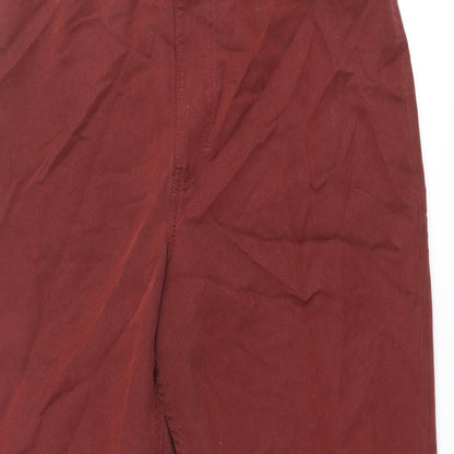 St Michael Womens Red Modal Trousers Size 12 L27 in Regular Zip