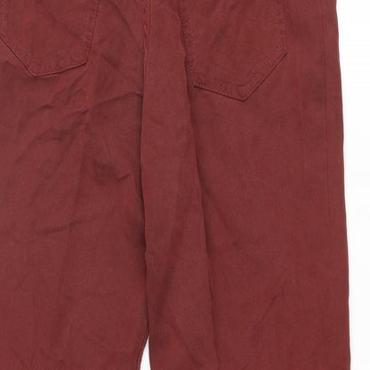 St Michael Womens Red Modal Trousers Size 12 L27 in Regular Zip