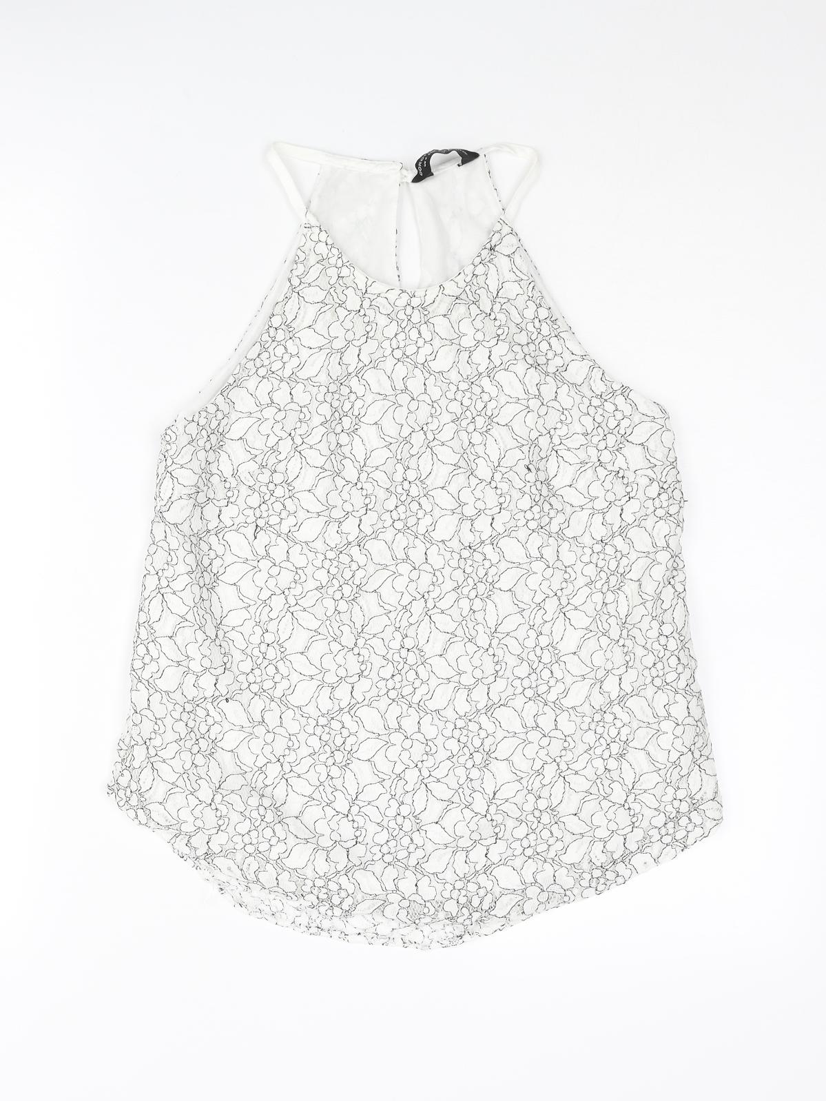 Dorothy Perkins Womens White Floral Cotton Camisole Blouse Size 8 Halter
