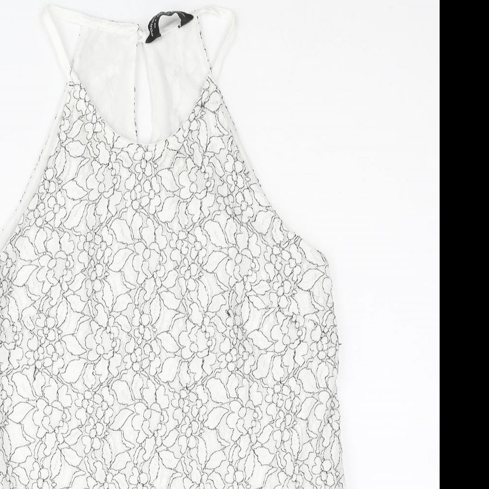 Dorothy Perkins Womens White Floral Cotton Camisole Blouse Size 8 Halter