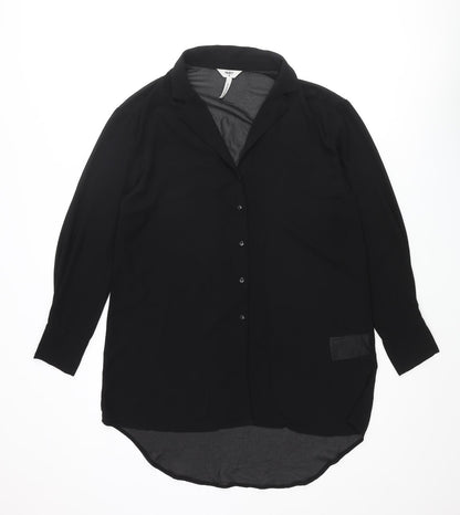 Additional front view of Object women’s black polyester tunic button-up, size UK 10, collared