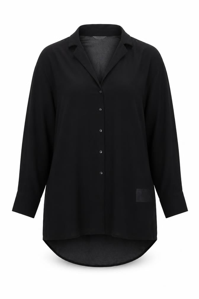 Object Womens Black Polyester Tunic Button-Up Size 10 Collared