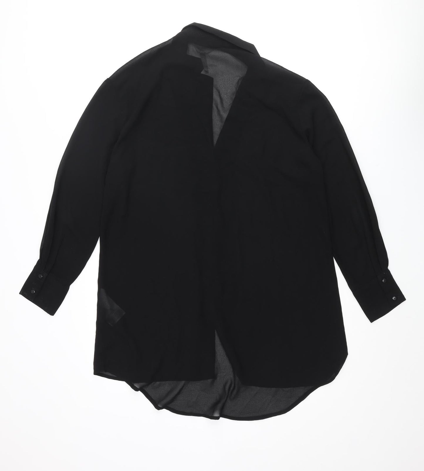 Object Womens Black Polyester Tunic Button-Up Size 10 Collared