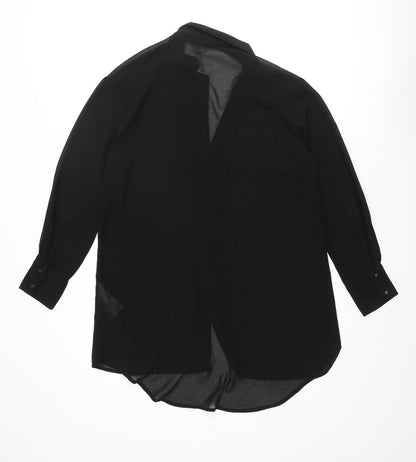 Back view of Object women’s black polyester tunic button-up, size UK 10, collared