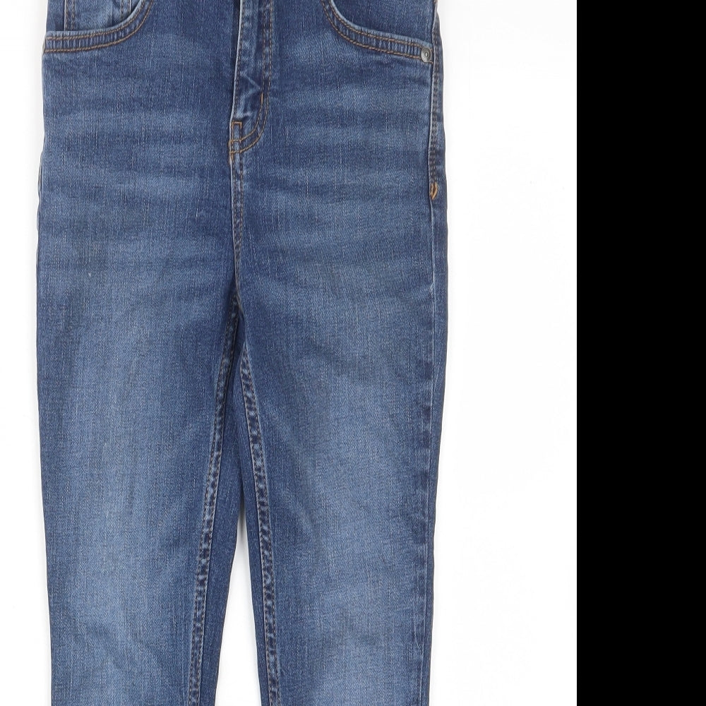 Close-up detail of Tu boys’ blue cotton skinny jeans, size 9, months, 22-inch leg regular zip - pockets, belt loops