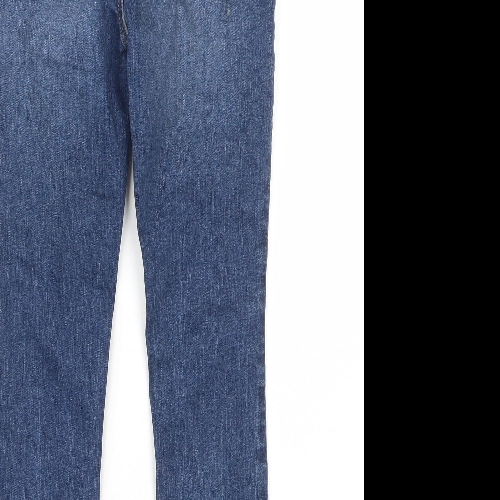 Brand and care label for Tu boys’ blue cotton skinny jeans, size 9, months, 22-inch leg regular zip - pockets, belt loops