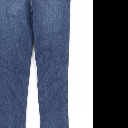 Brand and care label for Tu boys’ blue cotton skinny jeans, size 9, months, 22-inch leg regular zip - pockets, belt loops