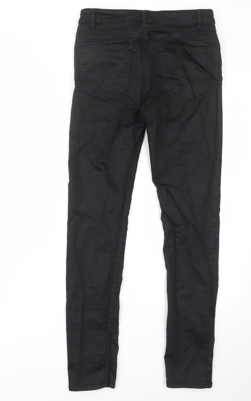 H&M Womens Black Cotton Skinny Jeans Size 8 L28 in Regular Zip - Pockets, Belt Loops