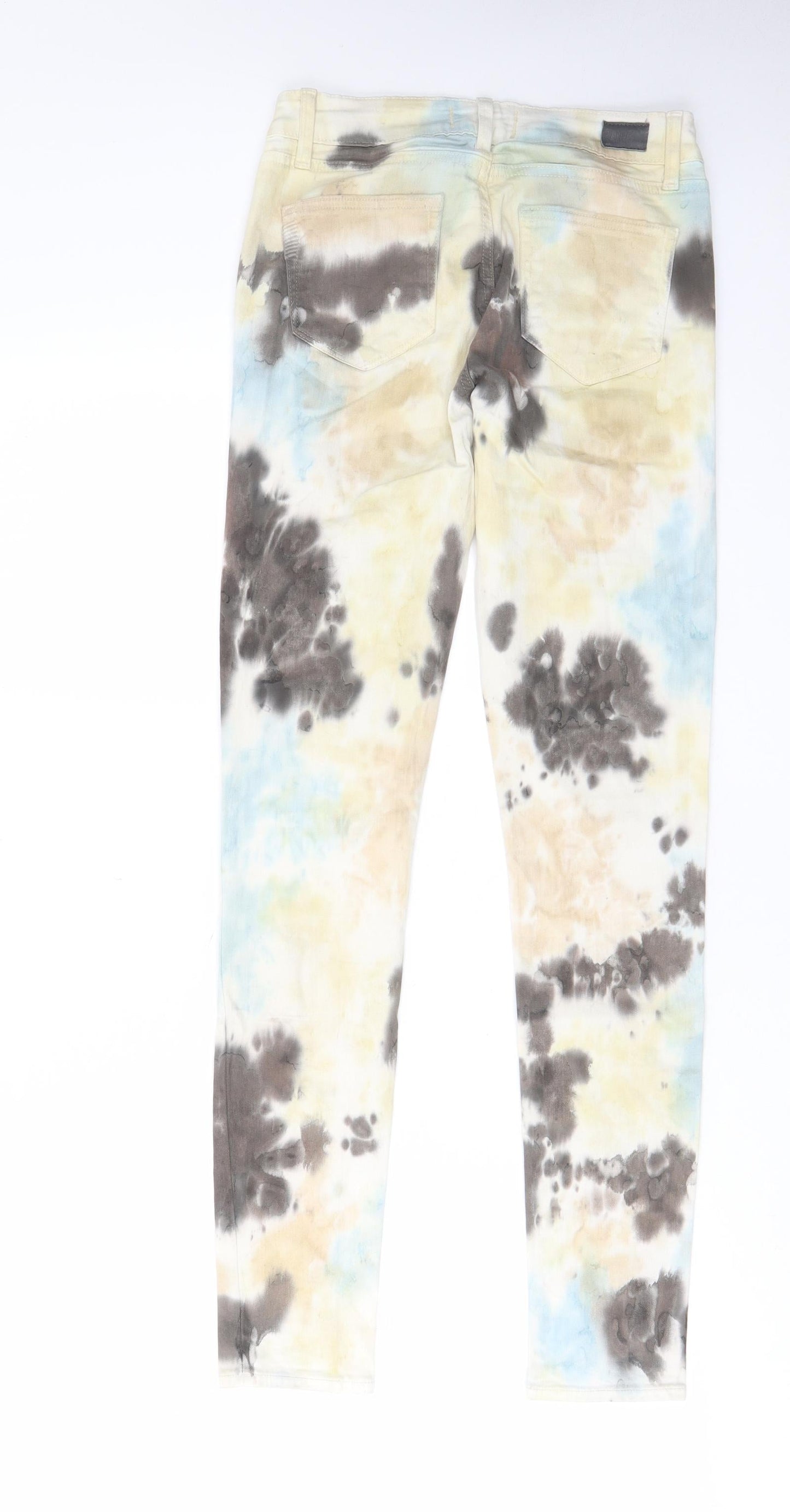 Paige Womens Multicoloured Geometric Cotton Skinny Jeans Size 26 in L30 in Regular Zip - Tie-Dye