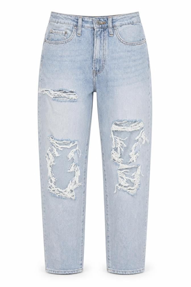 H&M Womens Blue Cotton Straight Jeans Size 10 L28 in Regular Zip - Pockets, Belt Loops