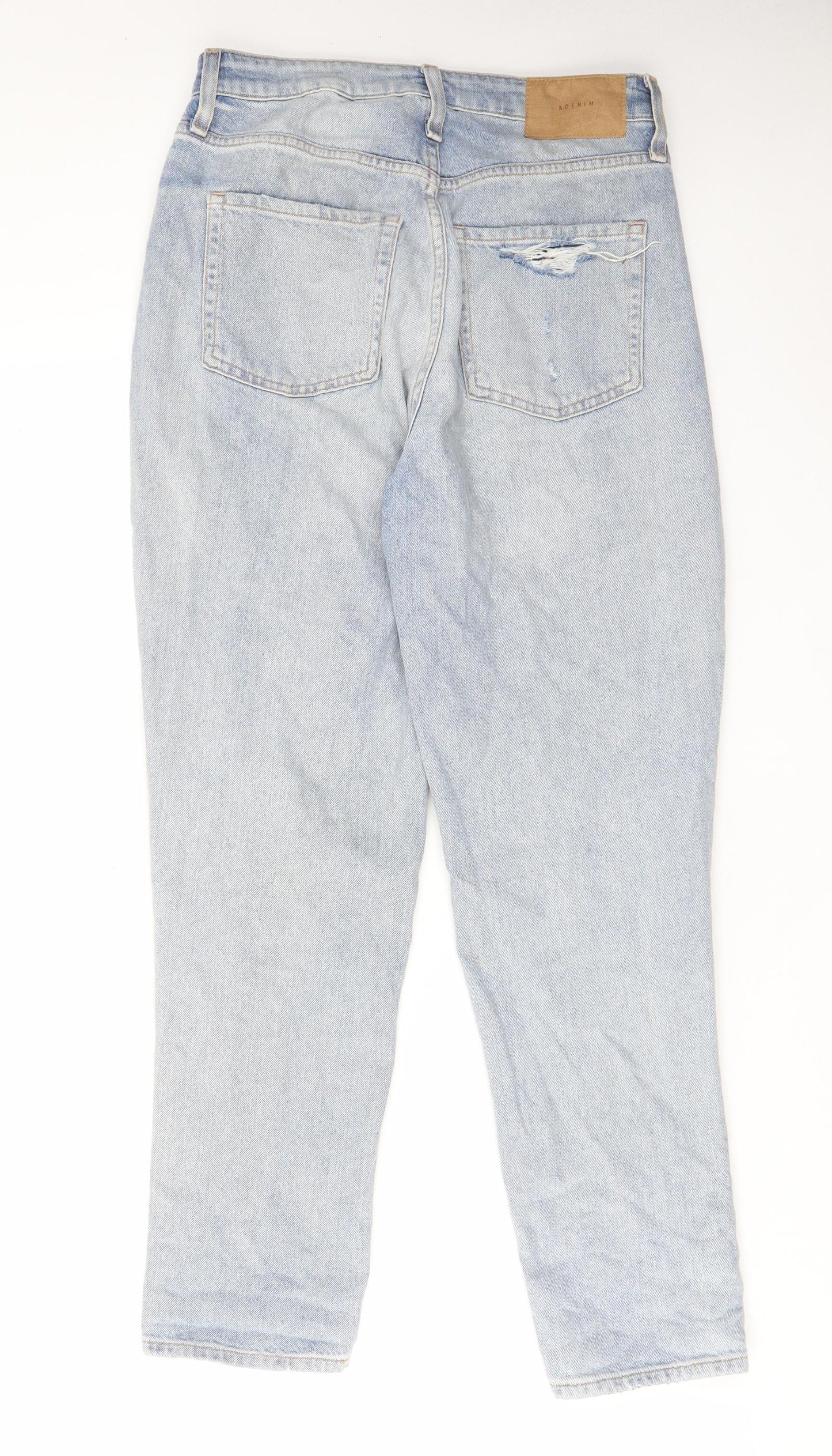 H&M Womens Blue Cotton Straight Jeans Size 10 L28 in Regular Zip - Pockets, Belt Loops