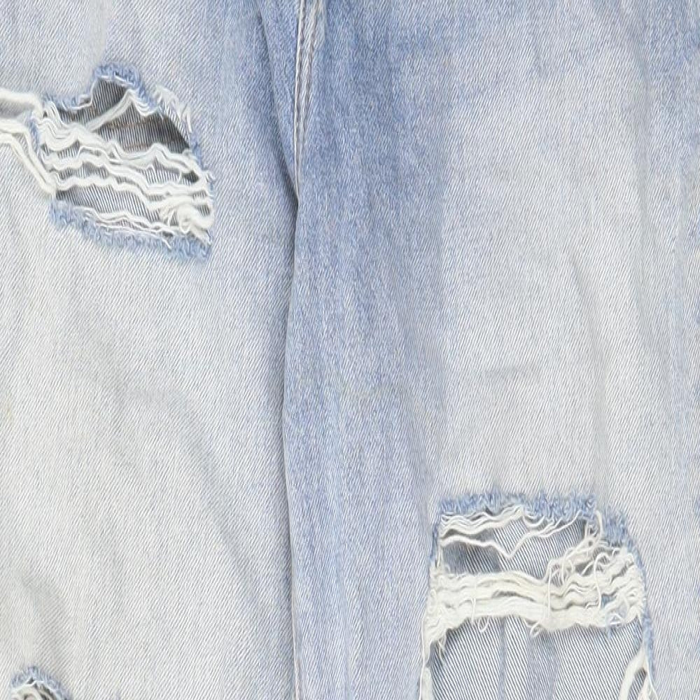 H&M Womens Blue Cotton Straight Jeans Size 10 L28 in Regular Zip - Pockets, Belt Loops