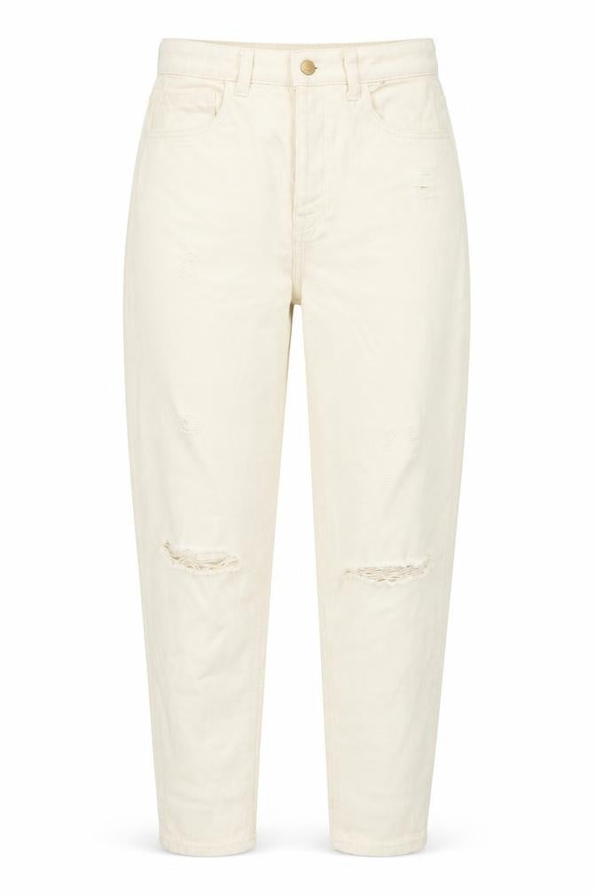 Denim & Co. Womens Beige Cotton Mom Jeans Size 10 L28 in Regular Button - Pockets, Belt Loops