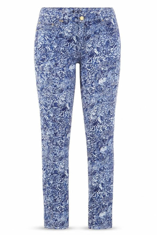 H&M Womens Blue Fair Isle Cotton Skinny Jeans Size 8 L29 in Regular Zip - Pockets, Belt Loops