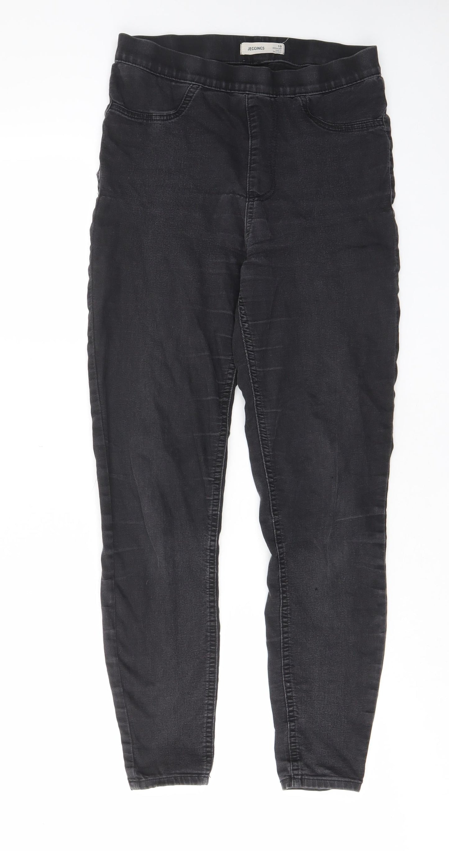 Marks and Spencer Womens Grey Cotton Skinny Jeans Size 10 L28 in Regular - Elastic waist