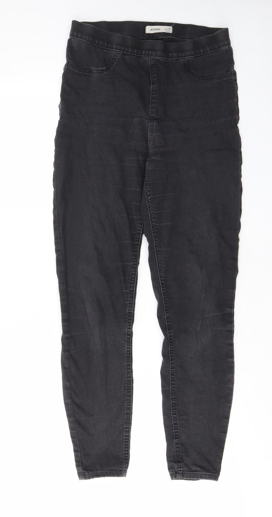 Marks and Spencer Womens Grey Cotton Skinny Jeans Size 10 L28 in Regular - Elastic waist