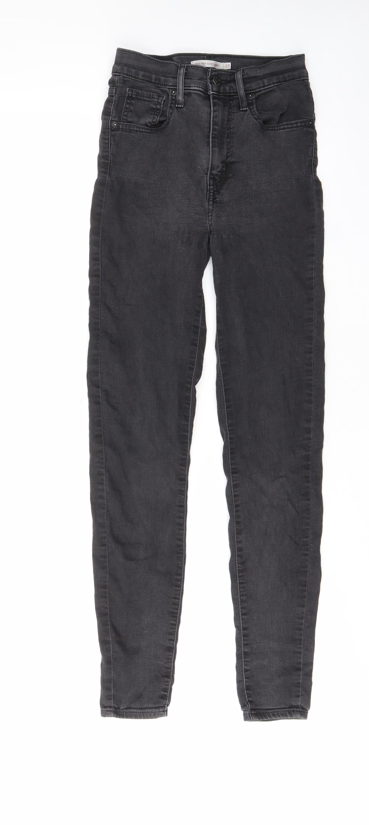 Levi's Womens Grey Cotton Skinny Jeans Size 25 in L29 in Regular Zip - Pockets, Belt Loops, Logo