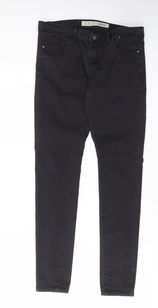 Denim & Co. Womens Black Cotton Skinny Jeans Size 10 L28 in Regular Zip - Pockets, Belt Loops
