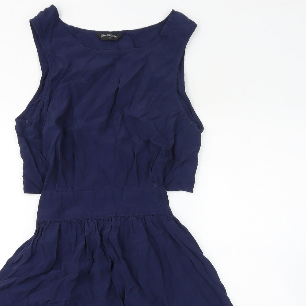 Miss Selfridge Womens Blue Polyester A-Line Size 12 Round Neck Pullover